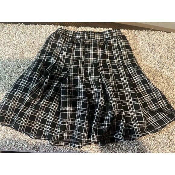 Altar'd State Plaid Mini Skirt Size Small Black White Twirl - Picture 3 of 3